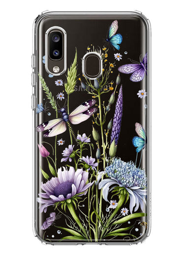 Samsung Galaxy A20 Lavender Dragonfly Butterflies Spring Flowers Hybrid Protective Phone Case Cover