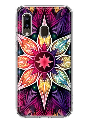 Samsung Galaxy A20 Mandala Geometry Abstract Star Pattern Hybrid Protective Phone Case Cover
