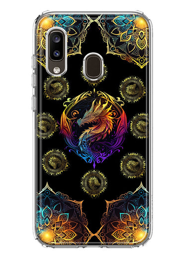 Samsung Galaxy A20 Mandala Geometry Abstract Dragon Pattern Hybrid Protective Phone Case Cover