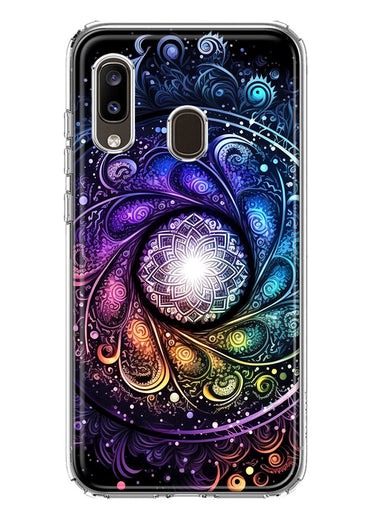 Samsung Galaxy A20 Mandala Geometry Abstract Galaxy Pattern Hybrid Protective Phone Case Cover