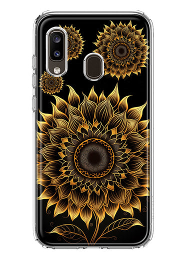 Samsung Galaxy A20 Mandala Geometry Abstract Sunflowers Pattern Hybrid Protective Phone Case Cover