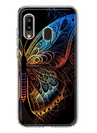 Samsung Galaxy A20 Mandala Geometry Abstract Butterfly Pattern Hybrid Protective Phone Case Cover