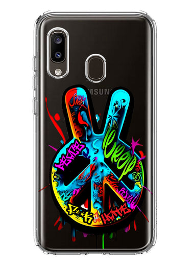 Samsung Galaxy A20 Peace Graffiti Painting Art Hybrid Protective Phone Case Cover