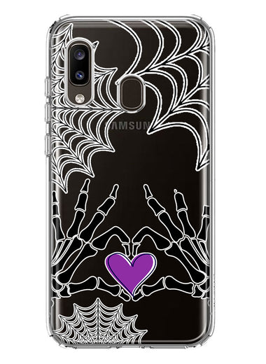 Samsung Galaxy A20 Halloween Skeleton Heart Hands Spooky Spider Web Hybrid Protective Phone Case Cover