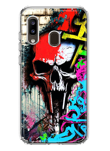 Samsung Galaxy A20 Skull Face Graffiti Painting Art Hybrid Protective Phone Case Cover