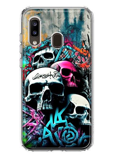 Samsung Galaxy A20 Skulls Graffiti Painting Art Hybrid Protective Phone Case Cover