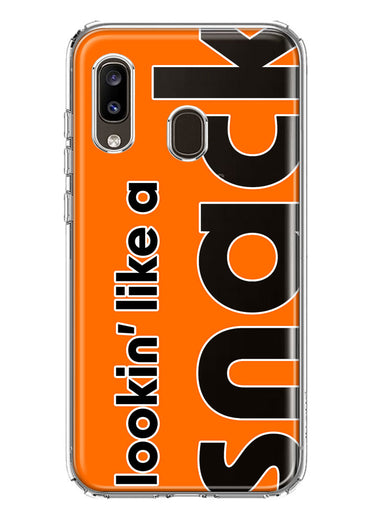 Samsung Galaxy A20 Orange Clear Funny Text Quote Snack Hybrid Protective Phone Case Cover