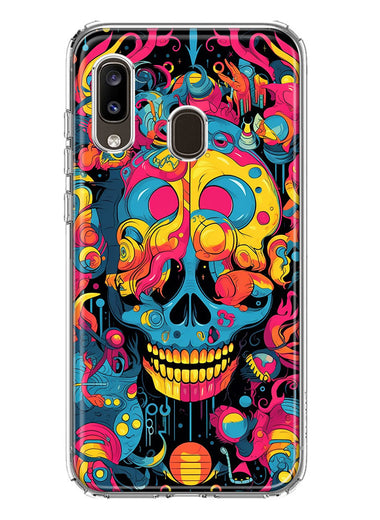 Samsung Galaxy A20 Psychedelic Trippy Death Skull Pop Art Hybrid Protective Phone Case Cover