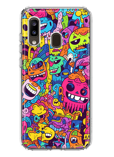 Samsung Galaxy A20 Psychedelic Trippy Happy Characters Pop Art Hybrid Protective Phone Case Cover