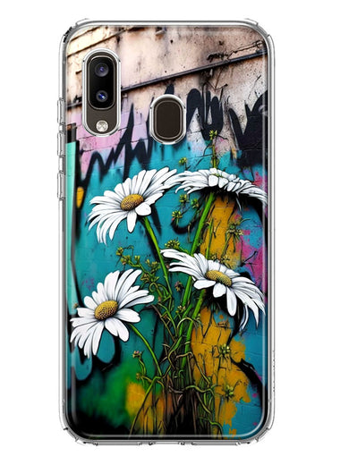 Samsung Galaxy A20 White Daisies Graffiti Wall Art Painting Hybrid Protective Phone Case Cover