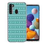 Samsung Galaxy A21 Teal Christmas Reindeer Pattern Design Double Layer Phone Case Cover