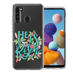 Samsung Galaxy A21 He Is Risen Text Easter Jesus Christian Flowers Double Layer Phone Case Cover
