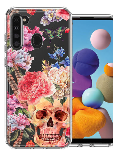 For Samsung Galaxy A21 Indie Spring Peace Skull Feathers Floral Butterfly Flowers Phone Case Cover