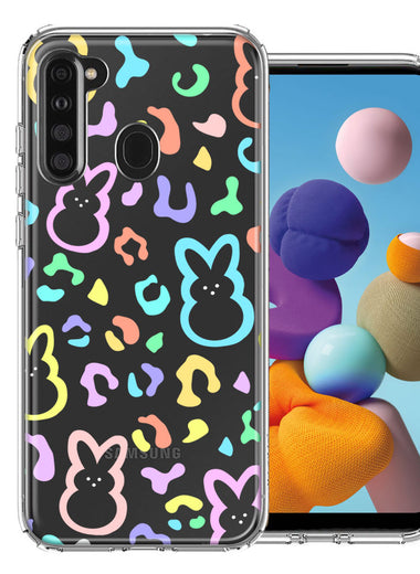 Samsung Galaxy A21 Leopard Easter Bunny Candy Colorful Rainbow Double Layer Phone Case Cover