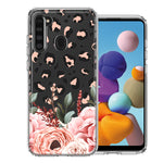 For Samsung Galaxy A21 Classy Blush Peach Peony Rose Flowers Leopard Phone Case Cover