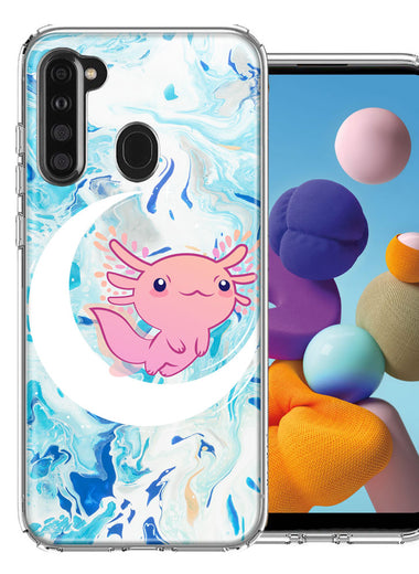Samsung Galaxy A21 Pink Axolotl Moon Mable Design Double Layer Phone Case Cover