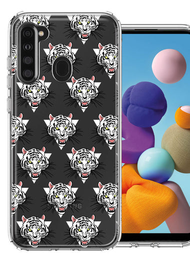 Samsung Galaxy A21 Fierce Tiger Polkadots Design Double Layer Phone Case Cover