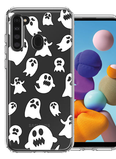 Samsung Galaxy A21 Halloween Spooky Ghost Design Double Layer Phone Case Cover