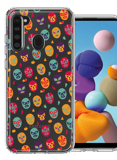 Samsung Galaxy A21 Lucha Libre Masks Design Double Layer Phone Case Cover