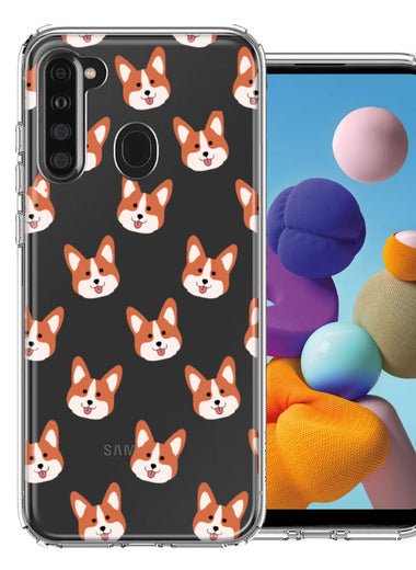 Samsung Galaxy A21 Shiba Inu Polkadots Design Double Layer Phone Case Cover