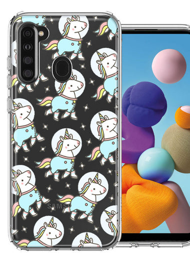 Samsung Galaxy A21 Space Unicorns Design Double Layer Phone Case Cover