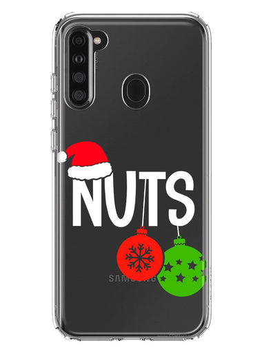 Samsung Galaxy A21 Christmas Funny Couples Chest Nuts Ornaments Hybrid Protective Phone Case Cover