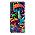 Samsung Galaxy A21 Neon Rainbow Psychedelic Indie Hippie Mushrooms Hybrid Protective Phone Case Cover