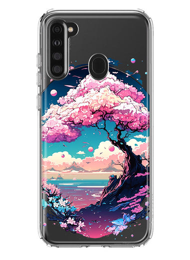 Samsung Galaxy A21 Kawaii Manga Pink Cherry Blossom Japanese Sky Floral Ocean Hybrid Protective Phone Case Cover