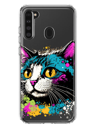 Samsung Galaxy A21 Cool Cat Oil Paint Pop Art Hybrid Protective Phone Case Cover