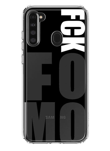 Samsung Galaxy A21 Black Clear Funny Text Quote Fckfomo Hybrid Protective Phone Case Cover