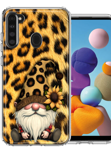 Samsung Galaxy A21 Gnome Sunflower Leopard Hybrid Protective Phone Case Cover