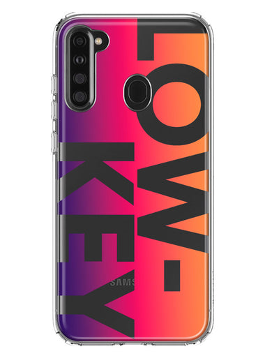 Samsung Galaxy A21 Purple Pink Orange Clear Funny Text Quote Low Key Hybrid Protective Phone Case Cover