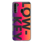 Samsung Galaxy A21 Purple Pink Orange Clear Funny Text Quote Low Key Hybrid Protective Phone Case Cover