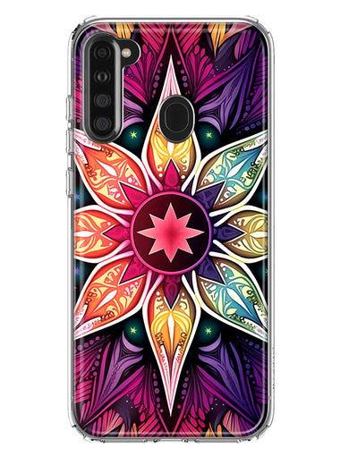 Samsung Galaxy A21 Mandala Geometry Abstract Star Pattern Hybrid Protective Phone Case Cover