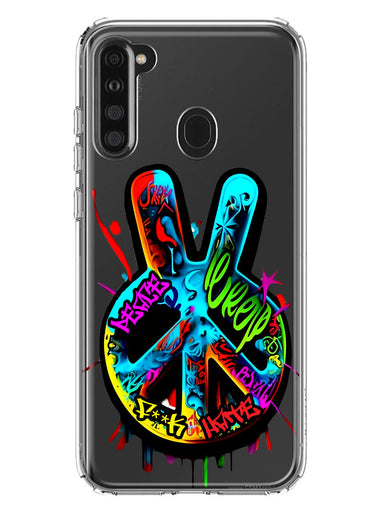 Samsung Galaxy A21 Peace Graffiti Painting Art Hybrid Protective Phone Case Cover
