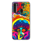 Samsung Galaxy A21 Neon Rainbow Psychedelic Trippy Hippie Big Brain Hybrid Protective Phone Case Cover