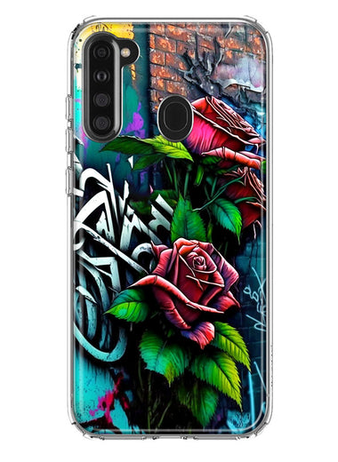 Samsung Galaxy A21 Red Roses Graffiti Painting Art Hybrid Protective Phone Case Cover