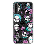 Samsung Galaxy A21 Roses Halloween Spooky Horror Characters Spider Web Hybrid Protective Phone Case Cover