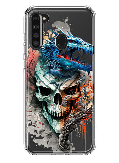 Samsung Galaxy A21 Fantasy Blue Dragon Dream Skull Double Layer Phone Case Cover
