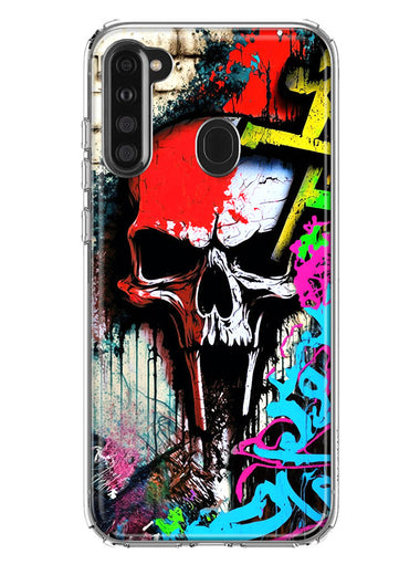 Samsung Galaxy A21 Skull Face Graffiti Painting Art Hybrid Protective Phone Case Cover