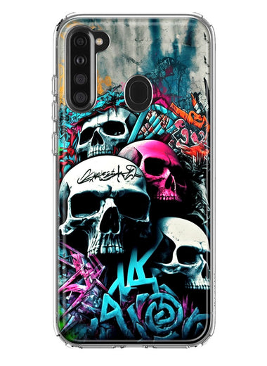 Samsung Galaxy A21 Skulls Graffiti Painting Art Hybrid Protective Phone Case Cover