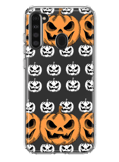 Samsung Galaxy A21 Halloween Spooky Horror Scary Jack O Lantern Pumpkins Hybrid Protective Phone Case Cover