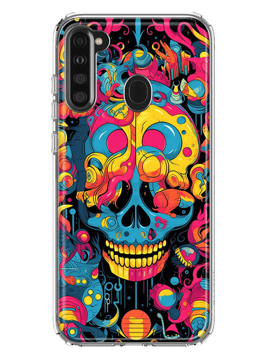 Samsung Galaxy A21 Psychedelic Trippy Death Skull Pop Art Hybrid Protective Phone Case Cover