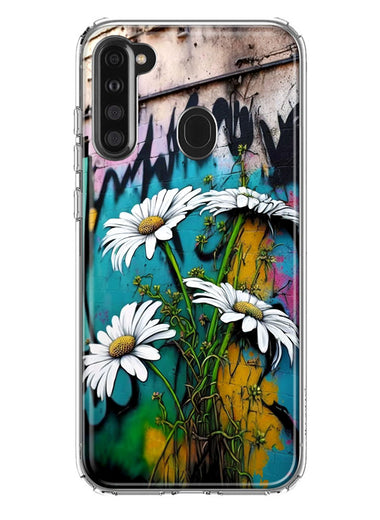 Samsung Galaxy A21 White Daisies Graffiti Wall Art Painting Hybrid Protective Phone Case Cover