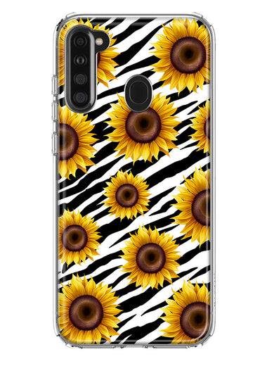 Samsung Galaxy A21 White Zebra Sunflowers Polkadots Double Layer Phone Case Cover