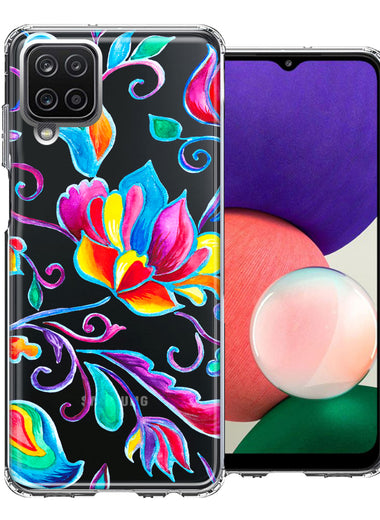 For Samsung Galaxy A22 Bright Colors Rainbow Water Lilly Floral Phone Case Cover
