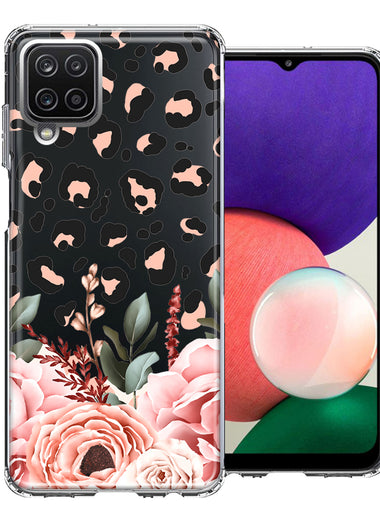For Samsung Galaxy A22 Classy Blush Peach Peony Rose Flowers Leopard Phone Case Cover