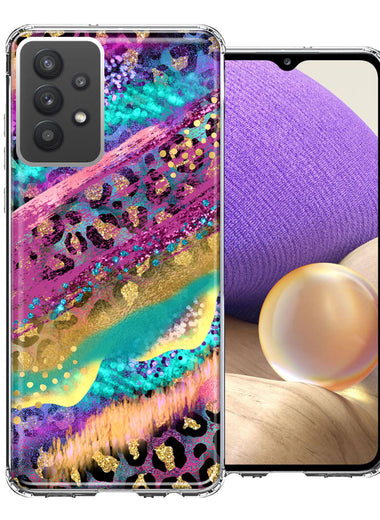 Samsung Galaxy A32 Leopard Paint Colorful Beautiful Abstract Milkyway Double Layer Phone Case Cover