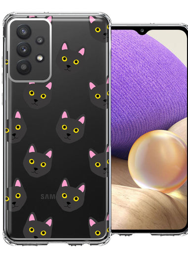 Samsung Galaxy A32 Black Cat Polkadots Design Double Layer Phone Case Cover