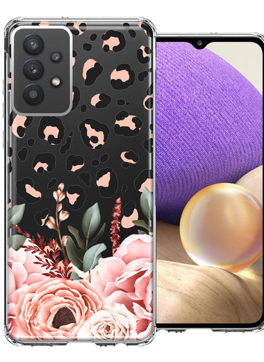 For Samsung Galaxy A32 Classy Blush Peach Peony Rose Flowers Leopard Phone Case Cover